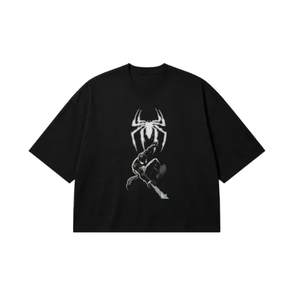تیشرت باکسی مرد عنکبوتی طرح نماد سفید (Spider-Man) کد po7494
