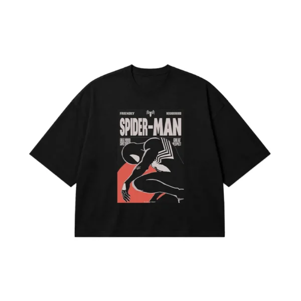 تیشرت باکسی مرد عنکبوتی طرح سیلوئت کمیک (Spider-Man) کد po7512