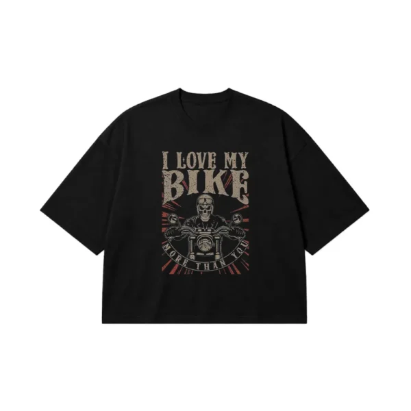 تیشرت باکسی موتورسواری طرح I Love My Bike کد po7543