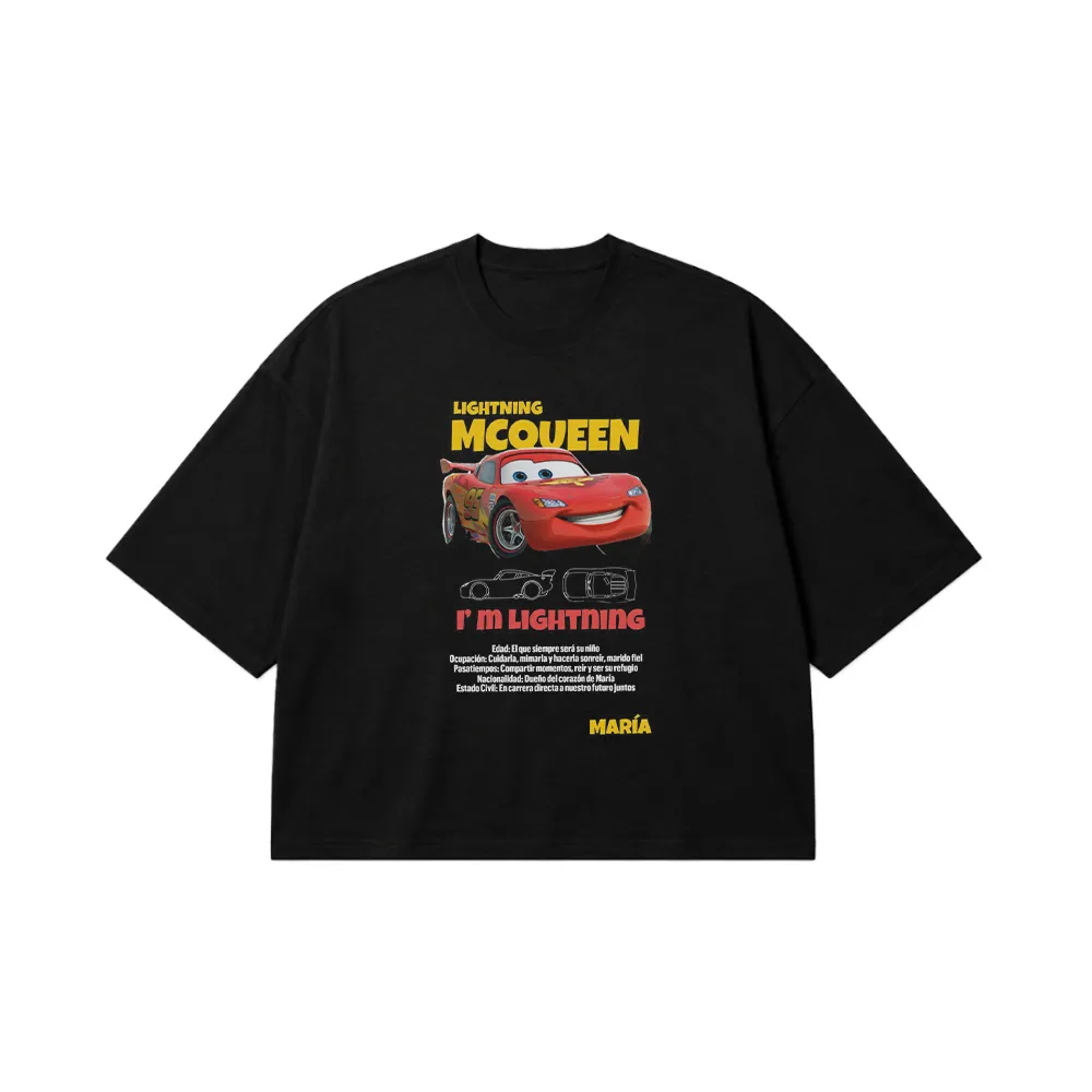 تیشرت باکسی ماشین‌ها طرح مک‌کوئین I’m Lightning (Lightning McQueen) کد po7567