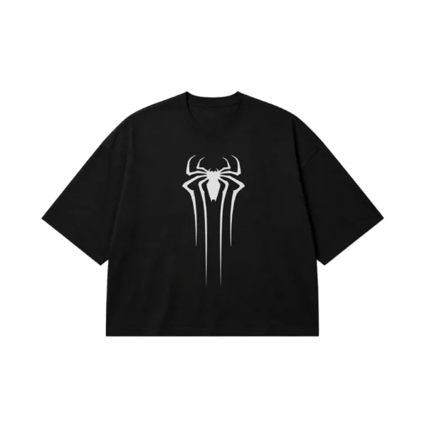 تیشرت باکسی مرد عنکبوتی طرح نماد سفید (Spider-Man) کد po7574