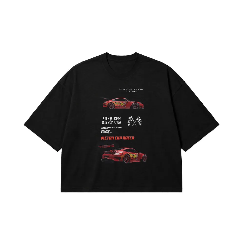 تیشرت باکسی ماشین‌ها طرح مک‌کوئین پیستون کاپ (Lightning McQueen) کد po7578