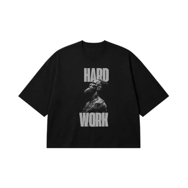تیشرت باکسی انگیزشی طرح Hard Work کد po758