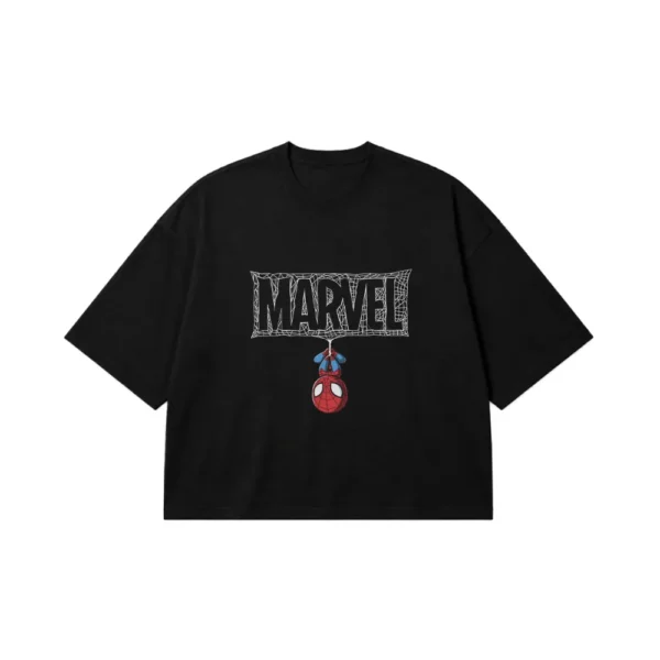 تیشرت باکسی مرد عنکبوتی طرح مارول آویزان (Spider-Man) کد po7603