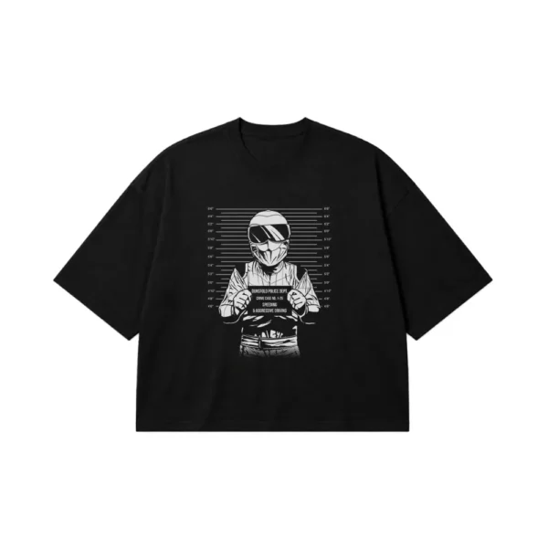 تیشرت باکسی ماشین طرح راننده نقاب‌دار پلیس (The Stig) کد po7645