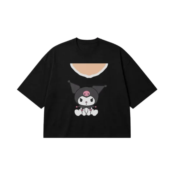تیشرت باکسی کورومی طرح کارتونی مینیمال (Kuromi) کد po7653