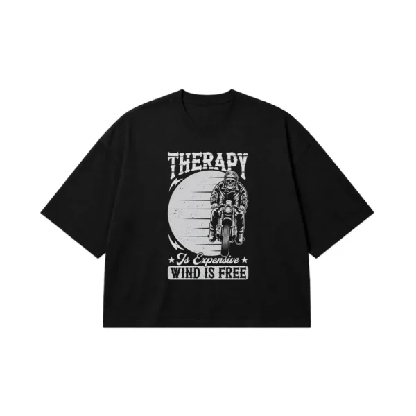 تیشرت باکسی موتورسواری طرح Therapy جمجمه کد po7676