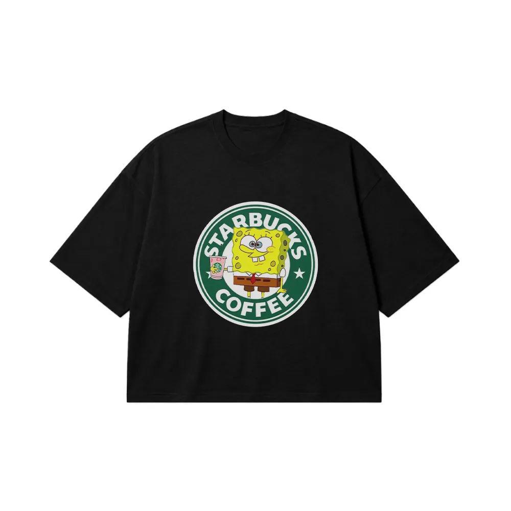 تیشرت باکسی باب اسفنجی طرح استارباکس (SpongeBob) کد po7857