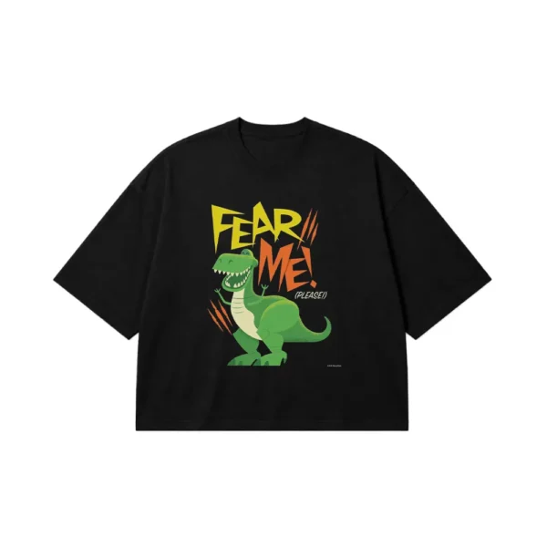 تیشرت باکسی دایناسور طرح Fear Me Please کد po7878