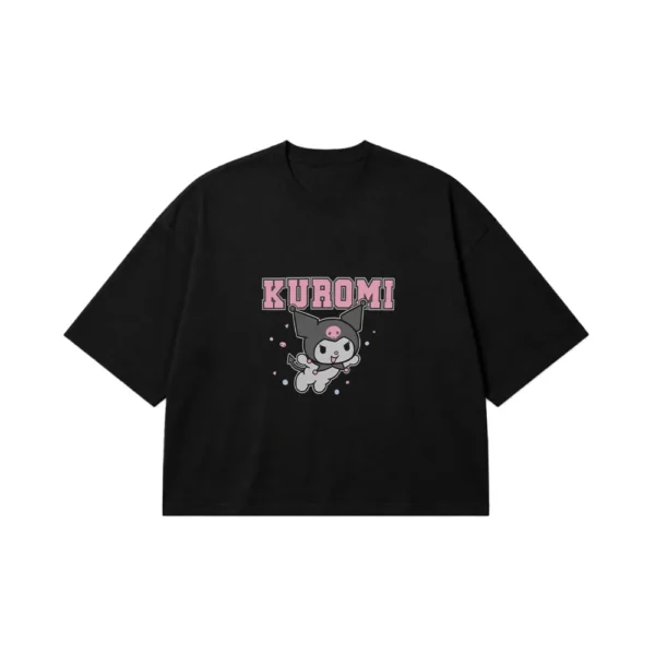 تیشرت باکسی کورومی طرح کارتونی صورتی (Kuromi) کد po7962