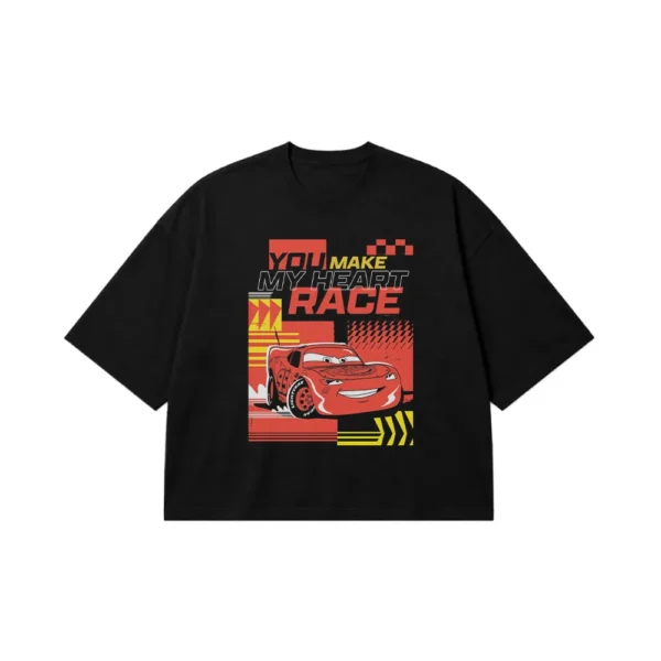 تیشرت باکسی انیمیشن ماشین‌ها طرح لایتنینگ مک‌کوئین کد po8010