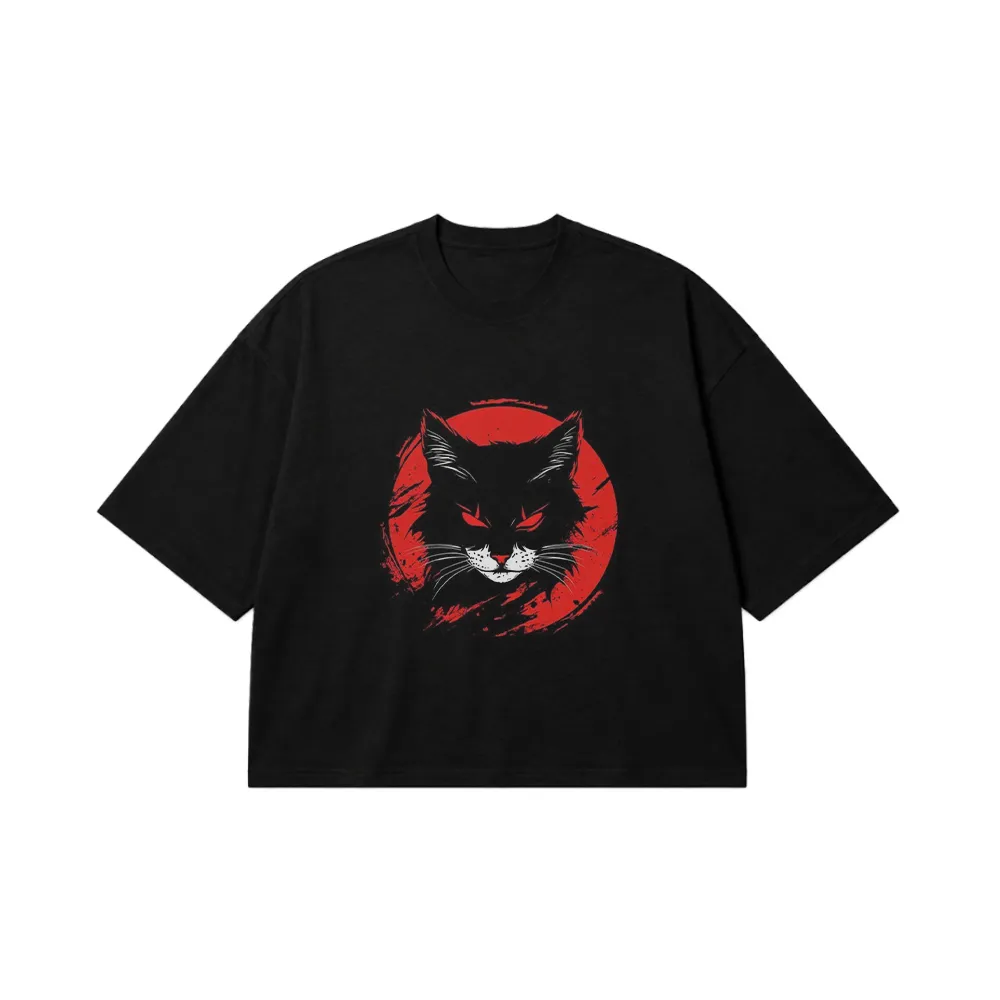 تیشرت باکسی گربه مشکی طرح دارک کد po8011