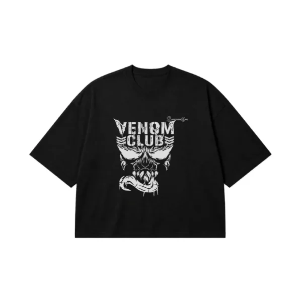 تیشرت باکسی ونوم طرح جمجمه Venom Club کد po8028