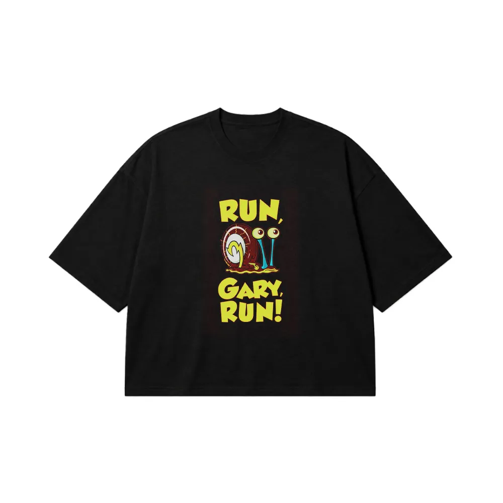 تیشرت باکسی باب اسفنجی طرح Run Gary Run کد po8150