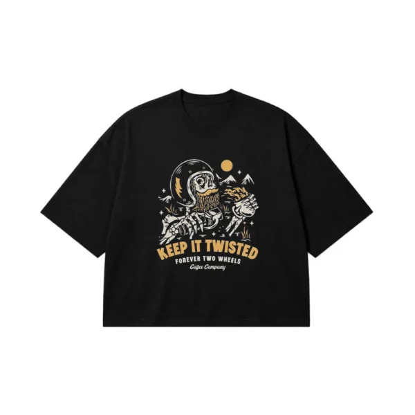 تیشرت باکسی موتورسواری طرح اسکلت Keep It Twisted کد po8164