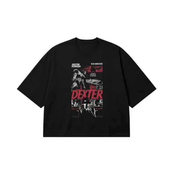 تیشرت باکسی سریال دکستر طرح کلاژ جنایی (Dexter) کد po846