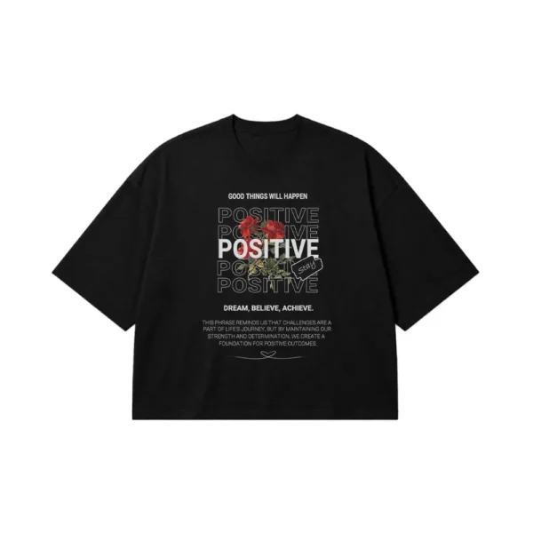 تیشرت باکسی انگیزشی طرح Positive Thinking کد po854