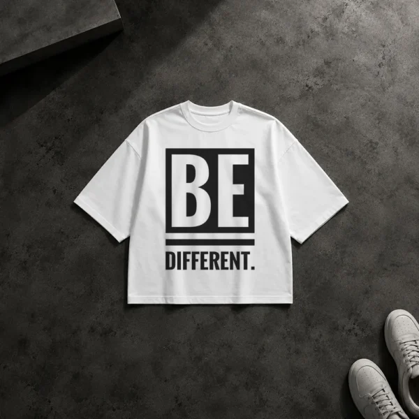 تیشرت باکسی انگیزشی تایپوگرافی Be Different کد po872
