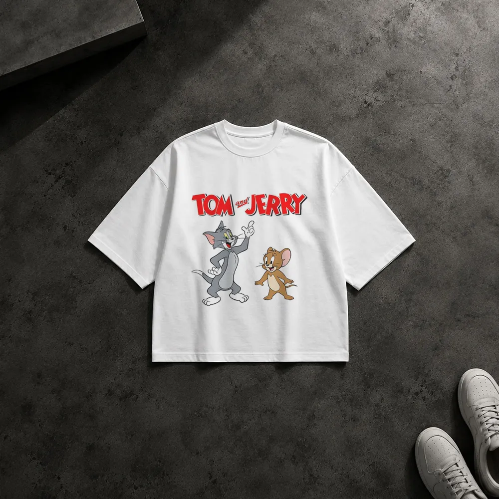 تیشرت باکسی تام و جری طرح شخصیت‌های کلاسیک (Tom and Jerry) کد po914