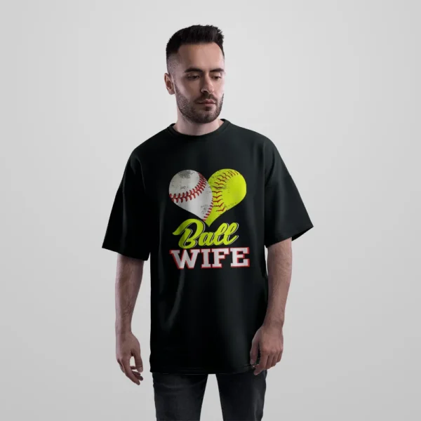 تیشرت اورسایز بیسبال طرح Ball Wife کد 10135
