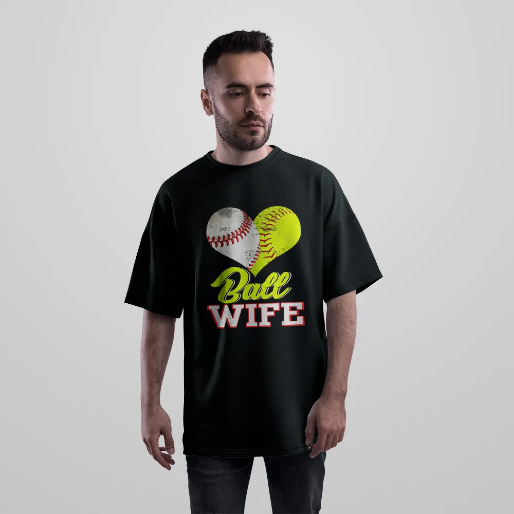 تیشرت اورسایز بیسبال طرح Ball Wife کد 10135