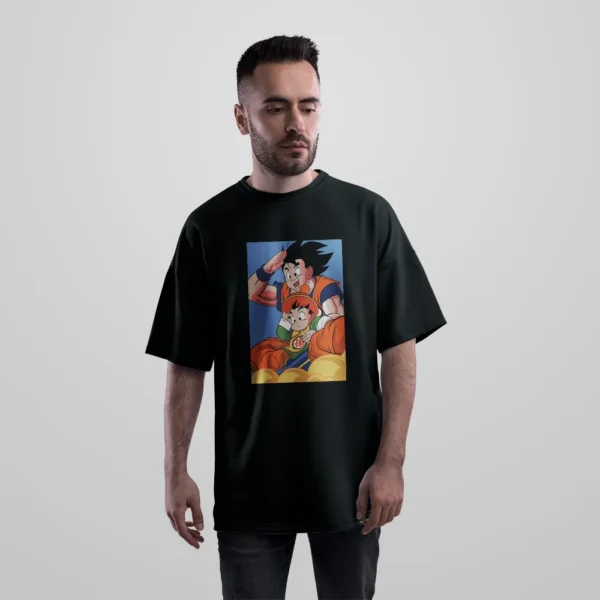 تیشرت اورسایز انیمه دراگون بال طرح گوکو و گوهان روی ابر (Goku and Gohan) کد 10394