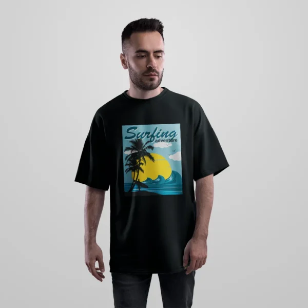 تیشرت اورسایز موج سواری طرح ساحل کالیفرنیا رترو (Surfing) کد 10438