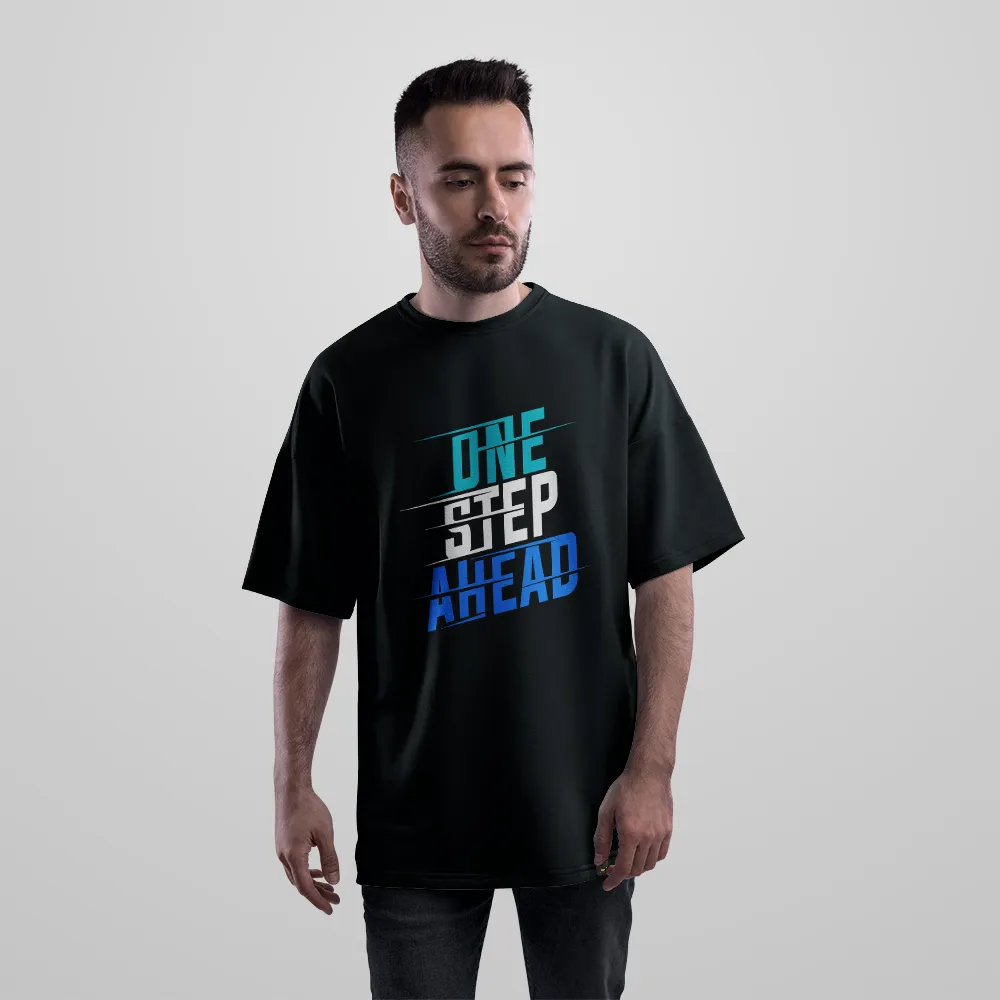 تیشرت اورسایز انگیزشی طرح One Step Ahead کد 10573