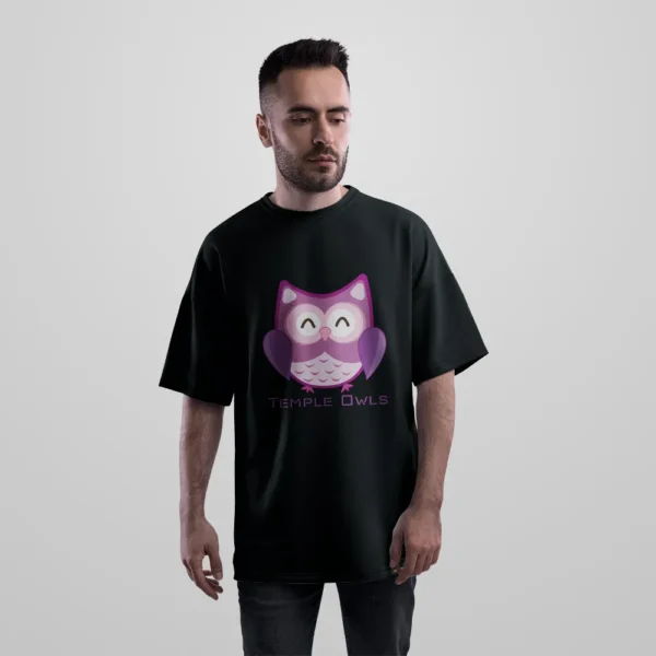 تیشرت اورسایز جغد بنفش طرح Temple Owls کد 10601