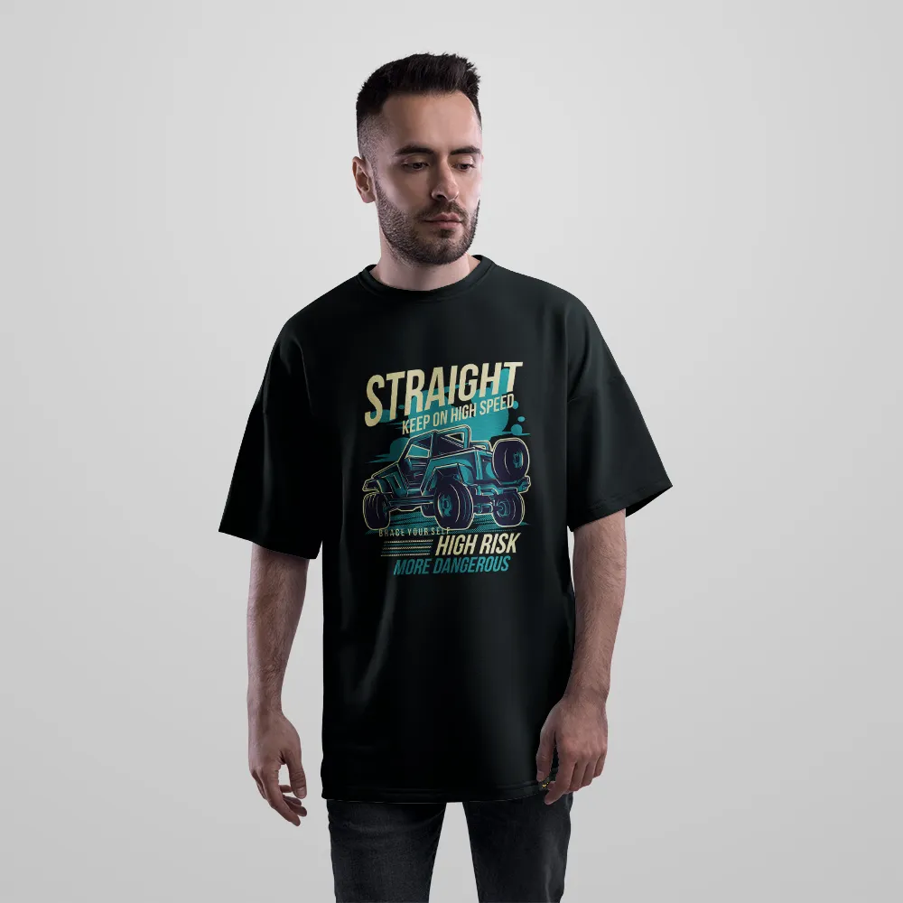 تیشرت اورسایز ماشین آفرود طرح Straight Keep On High Speed کد 11752