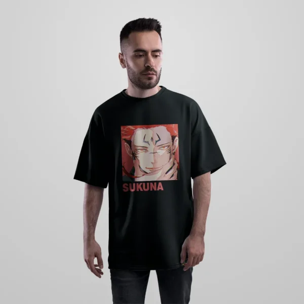 تیشرت اورسایز انیمه جوجوتسو کایسن طرح صورت سوکونا کد 11844