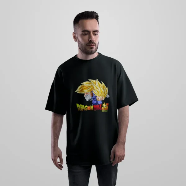 تیشرت اورسایز انیمه دراگون بال طرح سوپر سایان (Super Saiyan) کد 1417