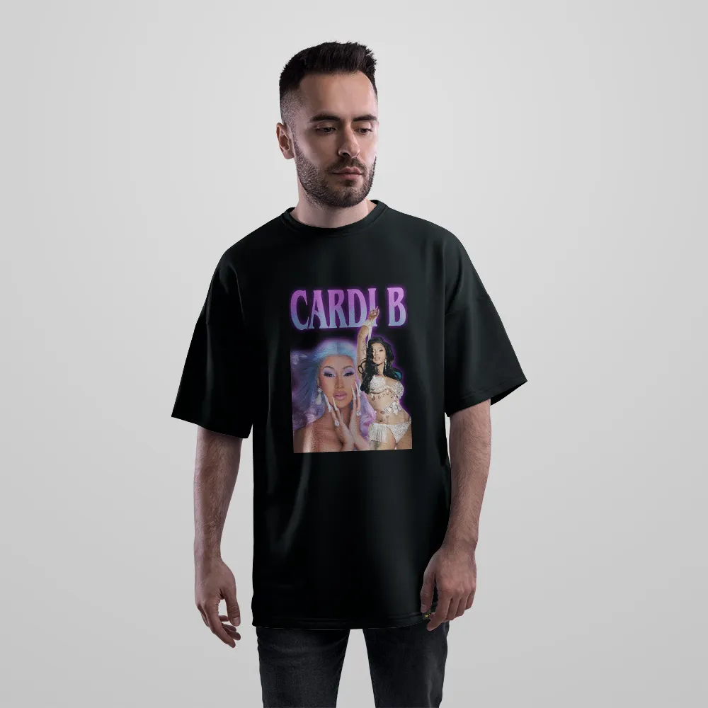 تیشرت اورسایز کاردی بی طرح دو عکس (Cardi B) کد 14579