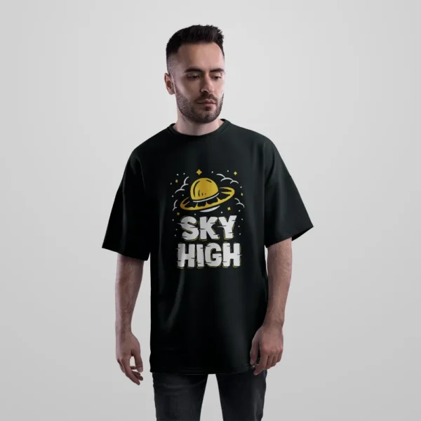 تیشرت اورسایز فضایی طرح Sky High کد 15049