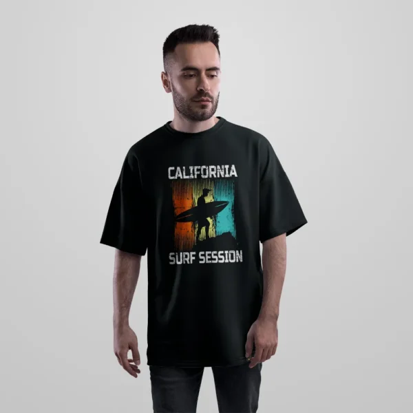 تیشرت اورسایز ساحلی طرح Surf Session California کد 15573