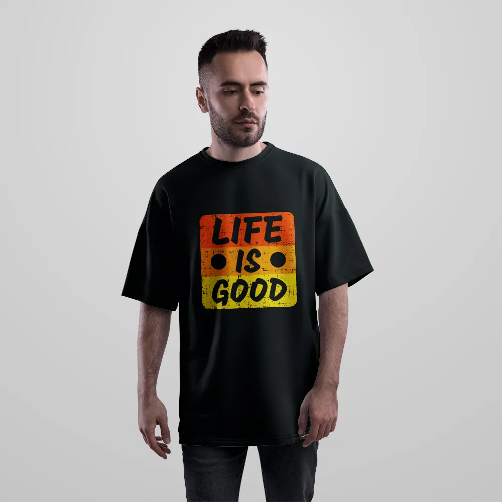تیشرت اورسایز تایپوگرافی طرح Life is Good کد 15597
