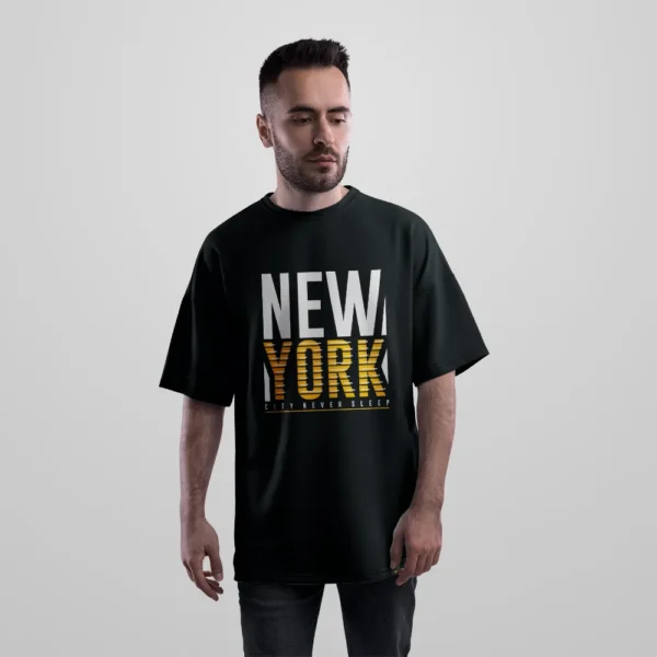 تیشرت اورسایز تایپوگرافی New York City Never Sleeps کد 16154
