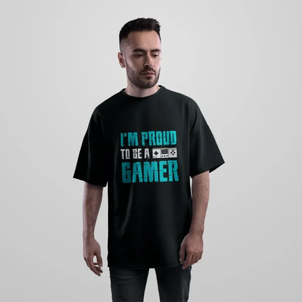 تیشرت اورسایز گیمینگ طرح I'm Proud to Be a Gamer کد 16320
