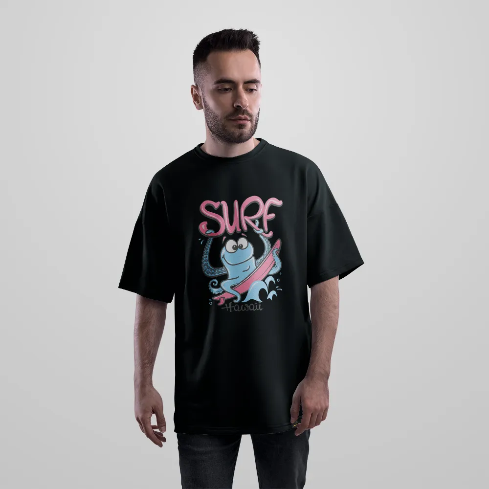 تیشرت اورسایز اختاپوس موج‌سوار طرح Hawaii Surf کد 16492