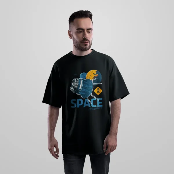 تیشرت اورسایز فضایی طرح ماهواره Space Adventure کد 16583