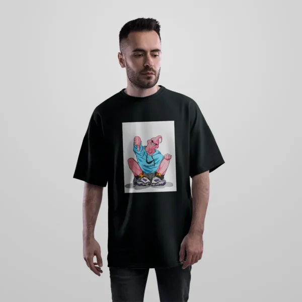 تیشرت اورسایز انیمه دراگون بال طرح بو با هودی (Majin Buu) کد 17534