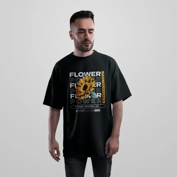 تیشرت اورسایز آفتابگردان طرح Flower Power کد 18741