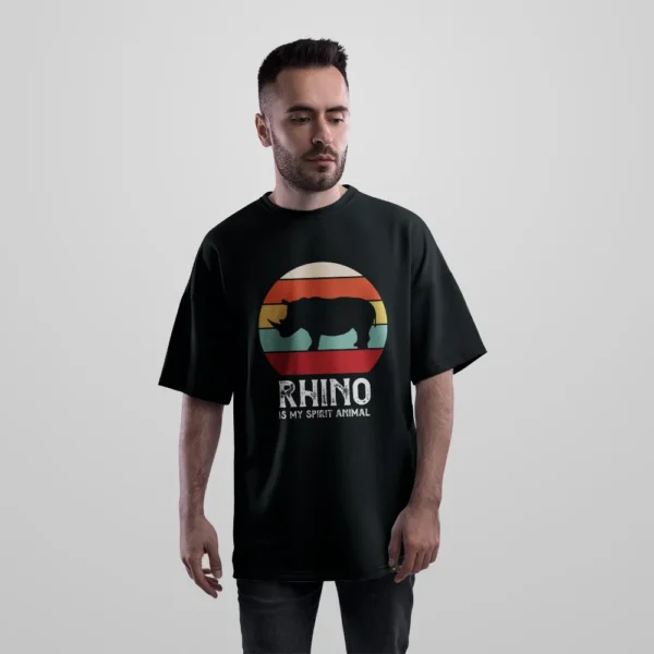 تیشرت اورسایز کرگدن طرح رترو Rhino Is My Spirit Animal کد 19263