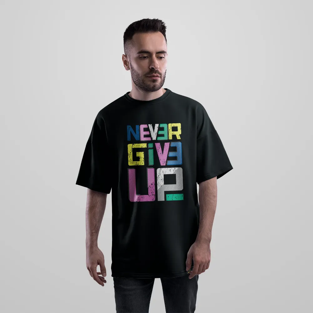 تیشرت اورسایز نوشته Never Give Up کد 19276