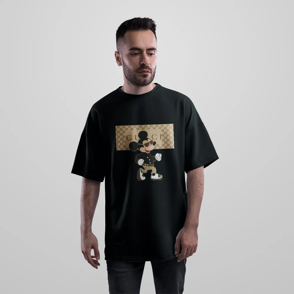 تیشرت اورسایز دیزنی طرح میکی موس گوچی عینکی (Mickey Mouse x Gucci) کد 20027