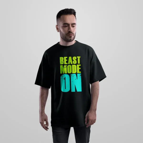 تیشرت اورسایز انگیزشی طرح Beast Mode On نئونی کد 20166