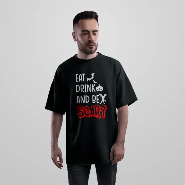 تیشرت اورسایز هالووین طرح Eat Drink And Be Scary کد 20594