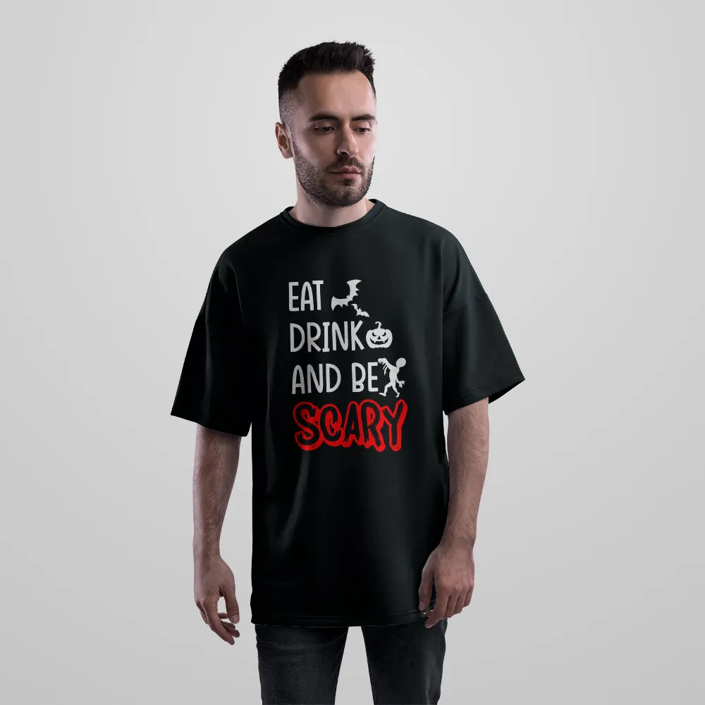 تیشرت اورسایز هالووین طرح Eat Drink And Be Scary کد 20594
