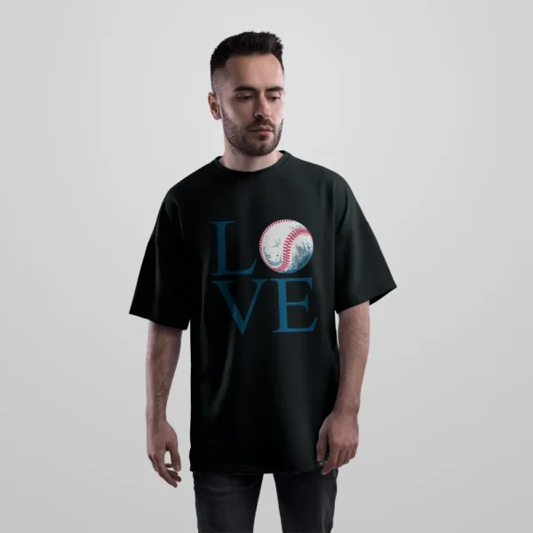 تیشرت اورسایز بیسبال طرح Love Baseball کد 20627