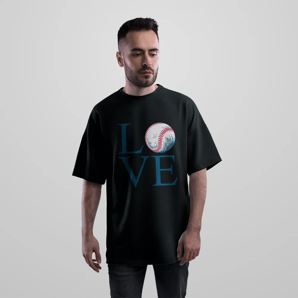 تیشرت اورسایز بیسبال طرح Love Baseball کد 20627